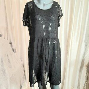 INSPIRED HEARTS Sheer Lace Babydoll Shift Dress Size 2X
